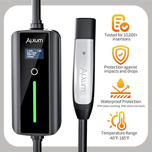 Alxum Level 2 Tesla Charger - 16A 240V Tesla Home Charger NEMA 6-20P with 16.4ft Electric car Charger for All Tesla Models Y/3/S/X Cybertruck Support One-Click Opening Function in Kuwait