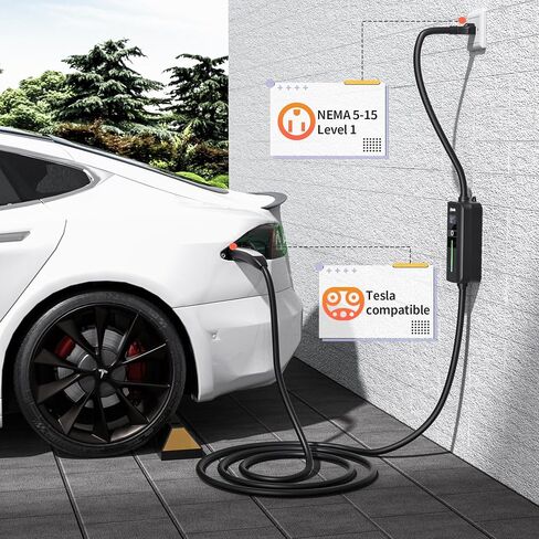 Alxum Level 2 Tesla Charger - 16A 240V Tesla Home Charger NEMA 6-20P with 16.4ft Electric car Charger for All Tesla Models Y/3/S/X Cybertruck Support One-Click Opening Function in Kuwait