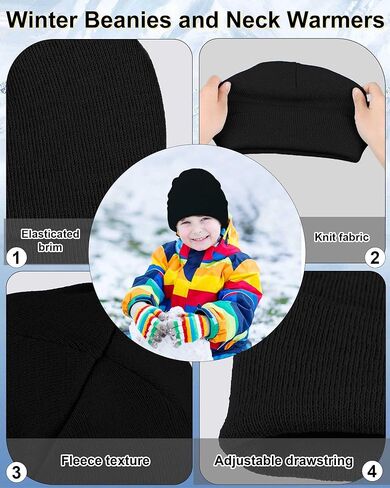 Jecery 48 Pcs Kids Beanie Hat Bulk Knitted Cold Weather Beanie Multicolored Cap Girls Boys' Hats for Homeless Kids Gift for Christmas, 6-10 Years in Kuwait