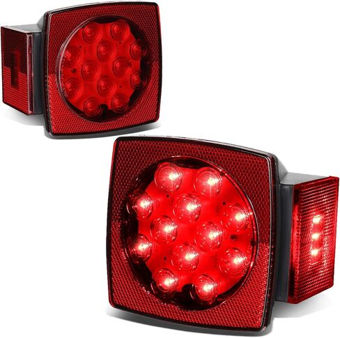 Auto Dynasty 2PCS 12V Submersible Square Led Trailer Light, Red LED Stop Turn Tail License Brake Running Light Lamp for Trailers Under 80" Boat Trailer Marine Camper RV Snowmobile, IP68 Waterproof in Saudi Arabia
