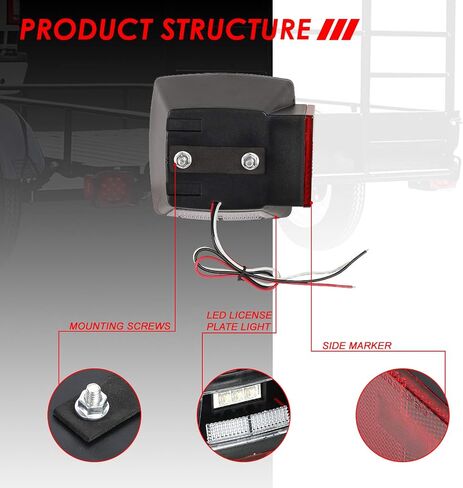 Auto Dynasty 2PCS 12V Submersible Square Led Trailer Light, Red LED Stop Turn Tail License Brake Running Light Lamp for Trailers Under 80" Boat Trailer Marine Camper RV Snowmobile, IP68 Waterproof in Saudi Arabia