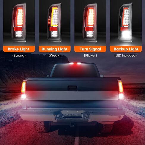 مصابيح خلفية LED + مصباح شحن الفرامل الثالث لسيارة Ford F250 F350 F450 F550 Super Duty 2008-2016 (نموذج سرير Fleetside)، مجموعة الضوء الخلفي للتركيب العالي، عدسة شفافة لغطاء الكروم in Saudi Arabia