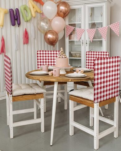 4pcs Chair Back Covers, Red White Buffalo Plaid Dining Back Chair Slipcovers, Removable Washable Decoration Chair Covers for Kitchen Hotel Restaurant Party in Saudi Arabia