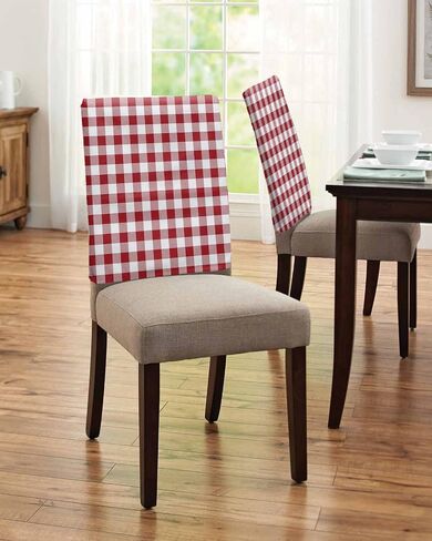 4pcs Chair Back Covers, Red White Buffalo Plaid Dining Back Chair Slipcovers, Removable Washable Decoration Chair Covers for Kitchen Hotel Restaurant Party in Saudi Arabia