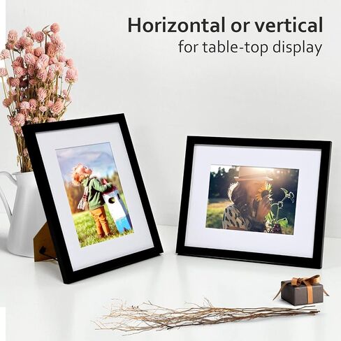 KINLINK 8x10 Picture Frame Set of 9, Wooden 10x8 Photo Frames with Plexiglass for 5x7 Pictures with Mat or 8x10 Without Mat, Art Collage for Wall Gallery and Tabletop Display, 8 x 10 Frame Black in Kuwait