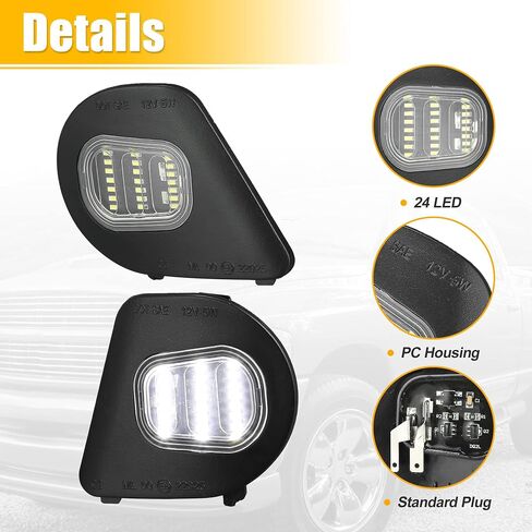 X AUTOHAUX Turn Signal Light for Dodge for Ram 1500 2500 3500 4500 5500 68087238AA 68302824AA Car Rear View Mirror Light LED Side Marker Puddle Light Lamps Assembly White Light 2pcs in Saudi Arabia