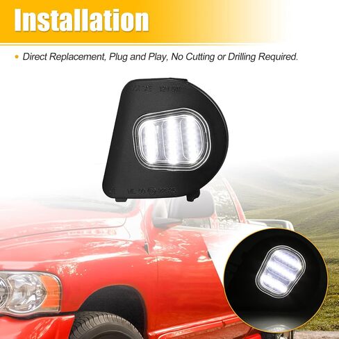X AUTOHAUX Turn Signal Light for Dodge for Ram 1500 2500 3500 4500 5500 68087238AA 68302824AA Car Rear View Mirror Light LED Side Marker Puddle Light Lamps Assembly White Light 2pcs in Saudi Arabia