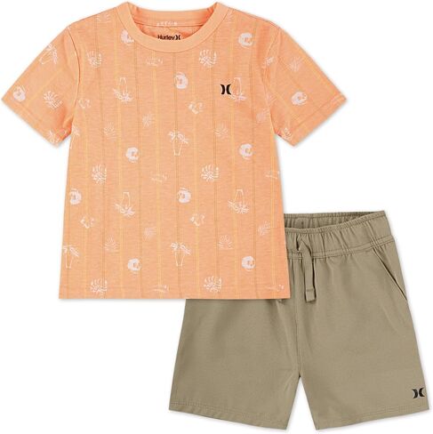 Hurley boys Graphic T-shirt and Shorts 2-piece Outfit Set in Saudi Arabia