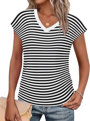 Wiholl Womens Summer Tops Dary Disy Cap Cap Sleeve T for Women v Neck Ruched Tops Basic Tank Strendy in Kuwait