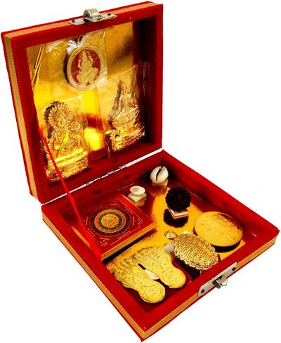 CraftsofIndia® Shri Kuber Dhan Laxmi Varsha Yantra Set for Diwali Deepawali Pujan in Saudi Arabia