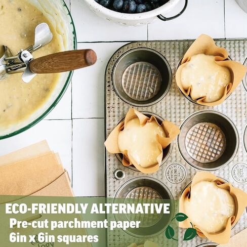 8x8 Parchment Squares (200 sheets) - Unbleached, Non-stick, Pre-cut Parchment Paper - Fits 8x8 Brownie Square Pans and Toaster Oven Trays, and Air Fryer - Great for Wraps, Baking, Roasting in Saudi Arabia