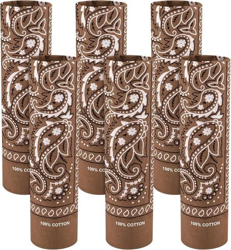 6 Pack 100% Cotton Bandana Paisley Bandanas Head Ccarf Headband Neckerchief Scarf Handkerchief for Women Men in Kuwait