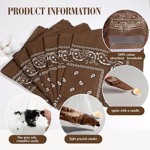 6 Pack 100% Cotton Bandana Paisley Bandanas Head Ccarf Headband Neckerchief Scarf Handkerchief for Women Men in Kuwait
