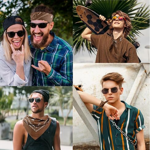 6 Pack 100% Cotton Bandana Paisley Bandanas Head Ccarf Headband Neckerchief Scarf Handkerchief for Women Men in Kuwait