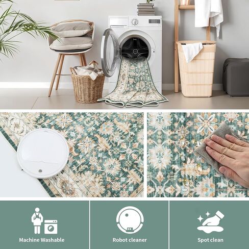 Modern Abstract Washable Area Rug for Living Room,Low Pile 8x10 Non Slip Carpet Non-Shedding Area Rug Soft Indoor Stain Resistant Rug White/Black in Saudi Arabia