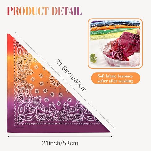 6 Pack 100% Cotton Bandana Paisley Bandanas Head Ccarf Headband Neckerchief Scarf Handkerchief for Women Men in Kuwait