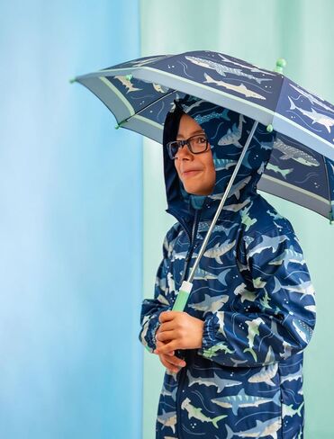 Stephen Joseph Kids' Color Changing Wet Dry Umbrella, Water reacting, Pinch Free Umbrellas for Rain Children's Umbrella, ZOO, 23" X28 in Kuwait