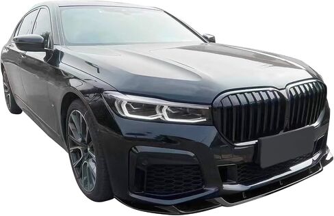 FREEMOTOR802 Compatible with 2020-2022 BMW G12 7-Series with M Sport Bumper Only Front Bumper Lip, Front Bumper Lip Spoiler Bodykit Air Dam Chin IKON Style PP - Polypropylene Gloss Black, 2021 in Saudi Arabia