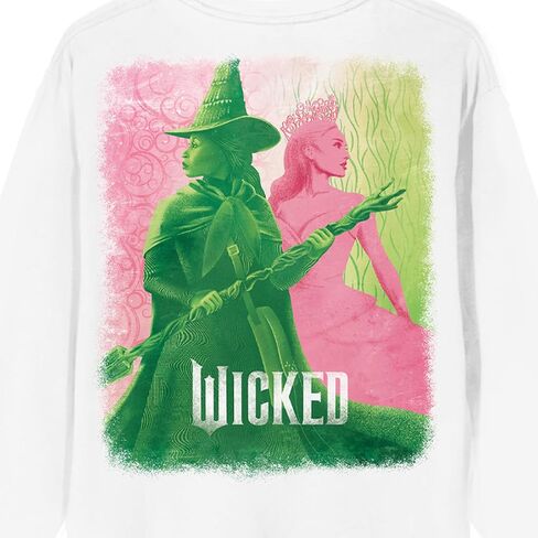 سترة Bioworld Wicked Part One Elphaba & Glinda باللونين الأخضر والوردي للنساء باللون الأبيض ورقبة دائرية وأكمام طويلة in Saudi Arabia