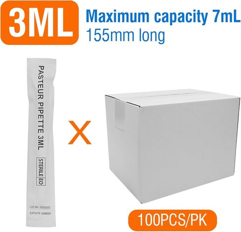 Disposable Transfer Pipettes Dropper 3ml Plastic Pasteur Pipette Calibrated Lab Pipettes, Low Density Polyethylene (LDPE), Pack of 200 in Kuwait