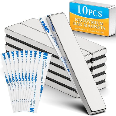 Grtard 20 Pack Neodymium Magnet Bar, Strong Rare Earth Magnets with Double-Sided Adhesive, Magnet Strips Heavy Duty Perfect for Fridge, Garage, Kitchen, Science, Craft, Office, DIY in Kuwait