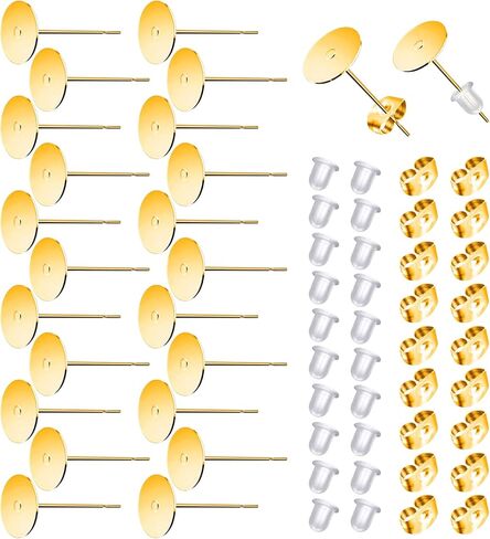 TOAOB 300pcs Stainless Steel Earring Posts 4mm Earring Post Flat Pad Blanks Earring Studs with Butterfly and Rubber Earring Backs for Jewelry Making Supplies Earring Findings in Saudi Arabia