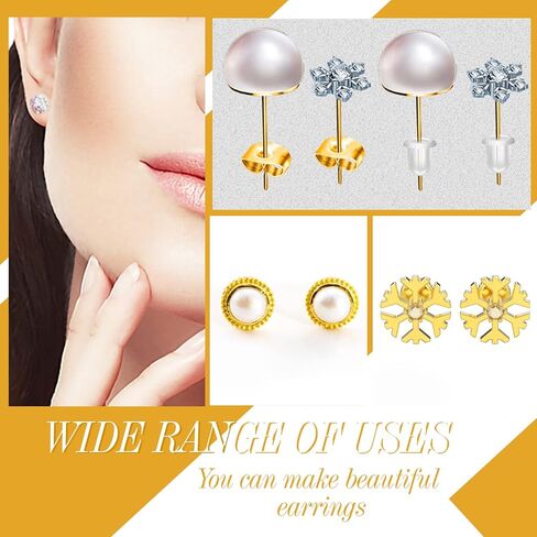 TOAOB 300pcs Stainless Steel Earring Posts 4mm Earring Post Flat Pad Blanks Earring Studs with Butterfly and Rubber Earring Backs for Jewelry Making Supplies Earring Findings in Saudi Arabia
