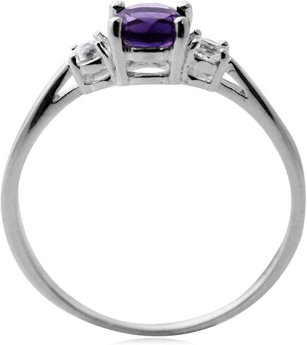 Silvershake Petite Round Shape Gemstone White Gold Plated or Yellow Gold Plated 925 Sterling Silver Promise Ring Jewelry for Women or Teens in Saudi Arabia