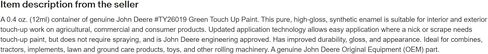 Original Equipment 0.4oz Green Touch-Up Paint Pen #TY26019，Replacement for John Deere OEM in Saudi Arabia