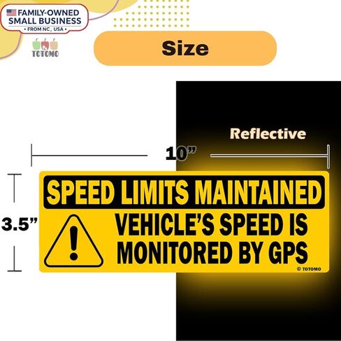 TOTOMO Red 10pk Vehicle Speed is Monitored by GPS Speed Limits are maintained Sticker 10"x3.5" Highly Reflective Premium Quality Car Safety Caution Sign #SDM-14R-10pk in Kuwait