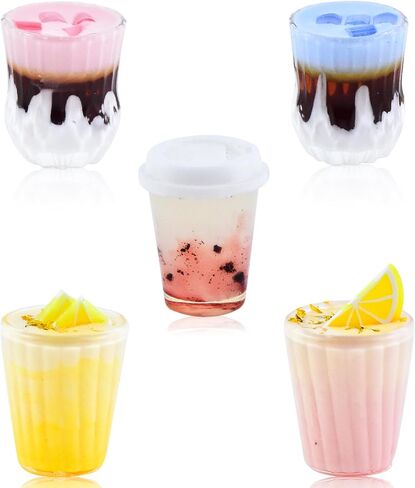 6 Set Miniature Iced Coffee Cups for Dollhouse Miniatures Mini Drinks for Doll House Tiny Cups for Mini Kitchen Accessories Mini Coffee Shop in Saudi Arabia