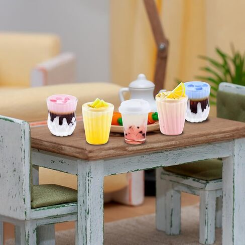 6 Set Miniature Iced Coffee Cups for Dollhouse Miniatures Mini Drinks for Doll House Tiny Cups for Mini Kitchen Accessories Mini Coffee Shop in Saudi Arabia