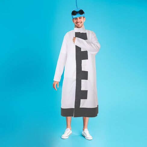 Geyoga 103 Pcs Mad Scientist Halloween Costume for Adults with Lab Coat, Swimming Hat, Goggles and Twist Stick, Science Expert Halloween Costume and Accessories for Cosplay Party in Saudi Arabia