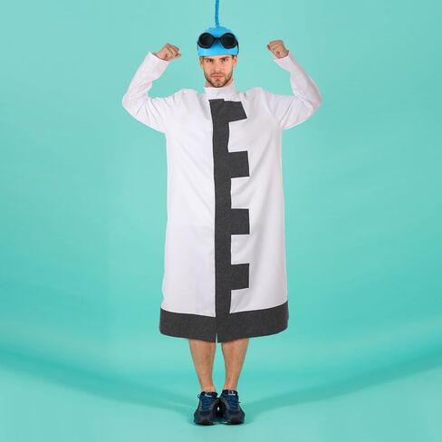 Geyoga 103 Pcs Mad Scientist Halloween Costume for Adults with Lab Coat, Swimming Hat, Goggles and Twist Stick, Science Expert Halloween Costume and Accessories for Cosplay Party in Saudi Arabia