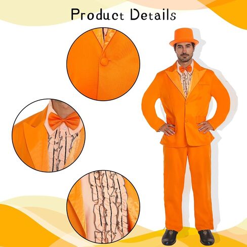 Halloween Costumes Blue Suit Orange Tuxedo Coat Hat Bow Tie 90s Halloween Cosplay Outfit in Saudi Arabia