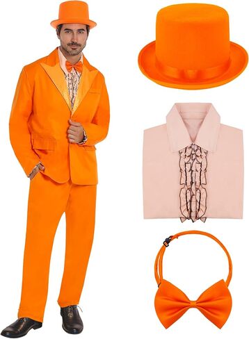 Halloween Costumes Blue Suit Orange Tuxedo Coat Hat Bow Tie 90s Halloween Cosplay Outfit in Saudi Arabia