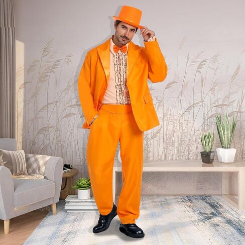 Halloween Costumes Blue Suit Orange Tuxedo Coat Hat Bow Tie 90s Halloween Cosplay Outfit in Saudi Arabia