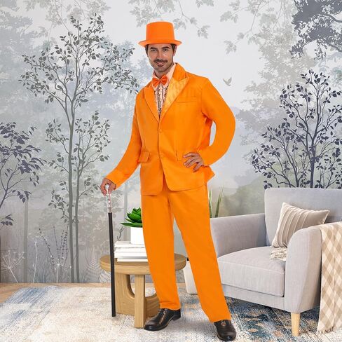 Halloween Costumes Blue Suit Orange Tuxedo Coat Hat Bow Tie 90s Halloween Cosplay Outfit in Saudi Arabia