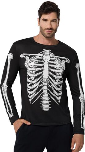 أزياء Spooktacular للهالوين للرجال هيكل عظمي قميص طويل الأكمام للبالغين، أزياء الهالوين للرجال 2025 in Saudi Arabia