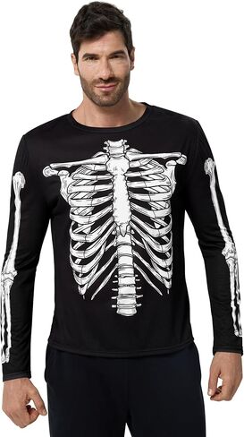 أزياء Spooktacular للهالوين للرجال هيكل عظمي قميص طويل الأكمام للبالغين، أزياء الهالوين للرجال 2025 in Saudi Arabia
