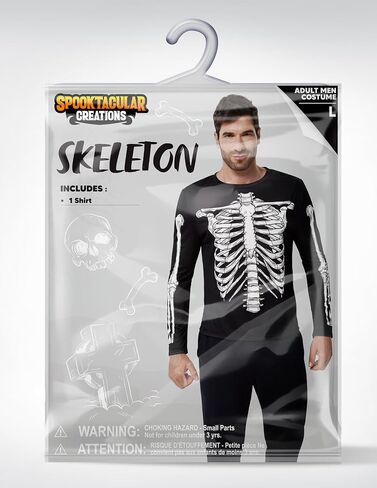 أزياء Spooktacular للهالوين للرجال هيكل عظمي قميص طويل الأكمام للبالغين، أزياء الهالوين للرجال 2025 in Saudi Arabia