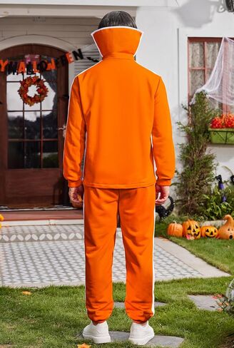 Arvilhill 3 Pcs Men's Inventor Villain Costume Halloween Party Adult Orange Sports Suit With Pants Glasses (S-3XL) in Saudi Arabia