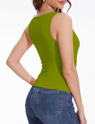 YUCOLEN Womens Square Neck Tank Tops Double Lined Sleeveless Basic Camisole Tops for Women 2025 in Kuwait