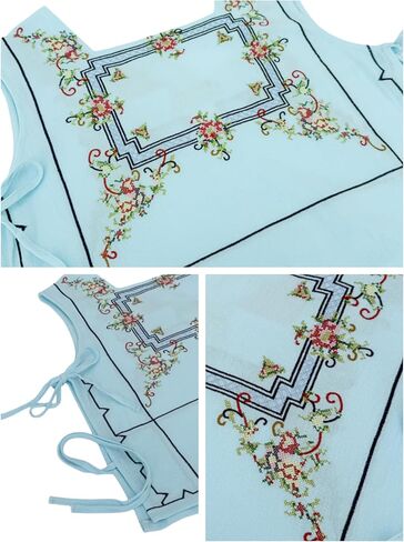 Womens Side Tie Tank Tops Summer Floral Embroidered Sleeveless Square Neck Boho Babydoll Casual Camisole Shirt in Kuwait