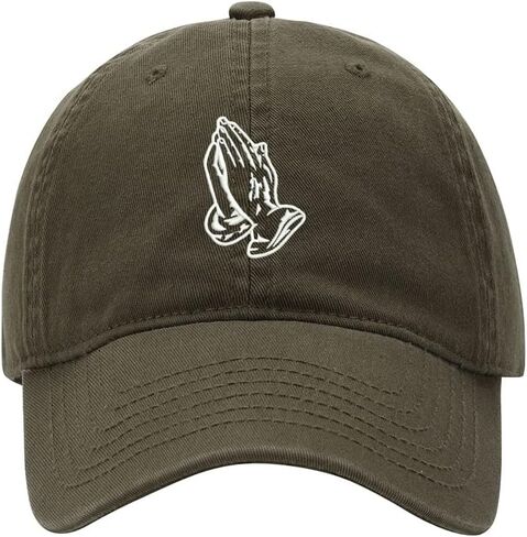 Men's Baseball Cap Praying Hands Embroidered Washed Cotton Vintage Dad Gifts Hat in Kuwait