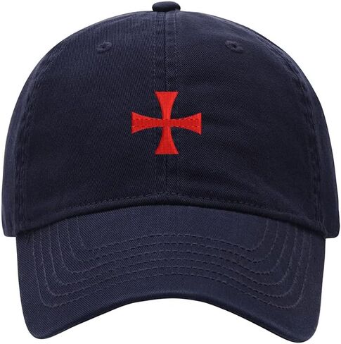 Men's Baseball Cap Knights Templar Cross Embroidered Washed Cotton Vintage Dad Gifts Hat in Kuwait
