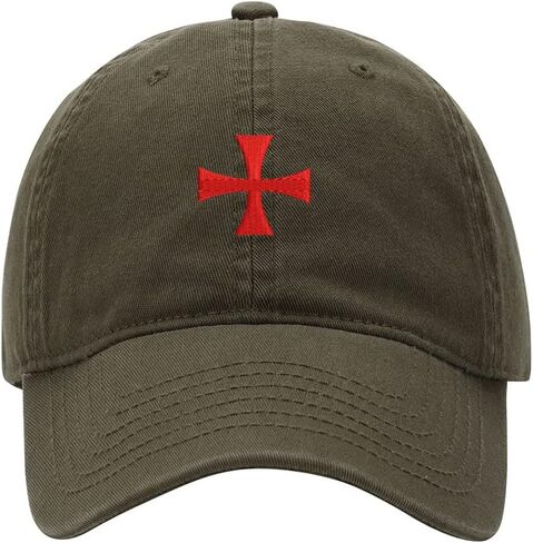 Men's Baseball Cap Knights Templar Cross Embroidered Washed Cotton Vintage Dad Gifts Hat in Kuwait