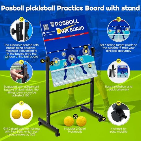 Pickleball Practice Board Pickleball Dink Rebounder with Stand,Pickleball Wall for Practice,Dink Board for Pickleball Training, Adjustable Pickleball Practice Rebounder Pad,Portable Dink Guru in Saudi Arabia
