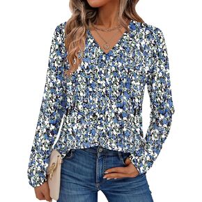 Dealmore قمصان طويلة الأكمام للنساء بلايز الخريف ملابس المعلم تي شيرت الخامس الرقبة الأعلى الملونة الأساسية تيز التي شيرت البلوزات in Kuwait