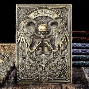 مجلة غير مُبطنة - هدية دفتر ملاحظات بغلاف مقوى بنمط فني منقوش ثلاثي الأبعاد من Phoenix البرونزي، دفتر رسم فارغ A5، 8.4 بوصة × 5.7 بوصة (100 ورقة، 200 صفحة) in Kuwait